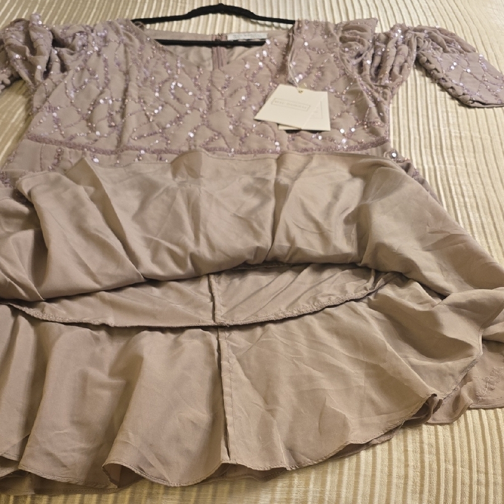 Mac Duggal Lavender Sequin Long Sleeve Dress - Picture 12 of 15